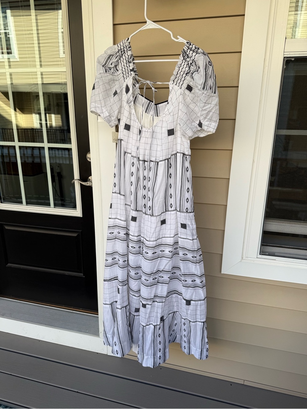 Free People White and Black Patterned Maxi Dress